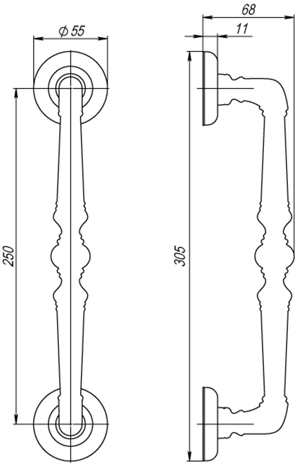 Ручка-скоба PULL.SM250.PALAZZO MAB-6 (PALAZZO PULL SM) темная бронза