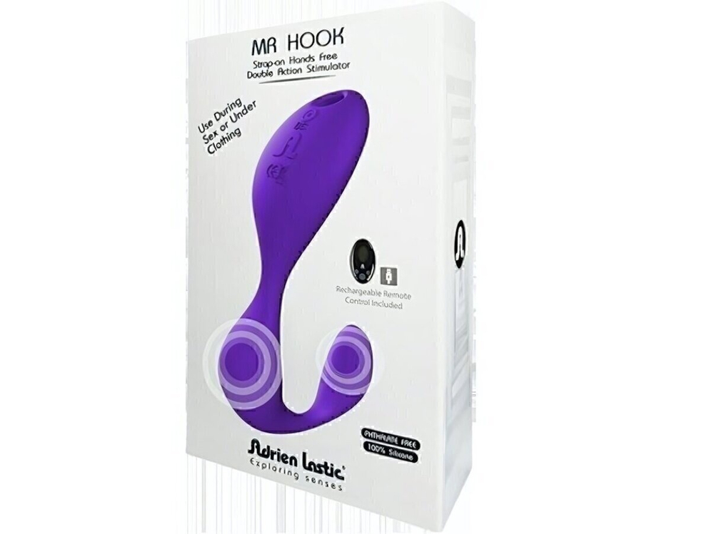 Вибратор двойной с беспроводным пультом Mr Hook (10 режимов) (Цвет: фиолетовый)