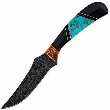 Туристический нож Santa Fe SF/MSDAMFIXARCAN с клинком из стали Damascus Alabama, рукоять Corian