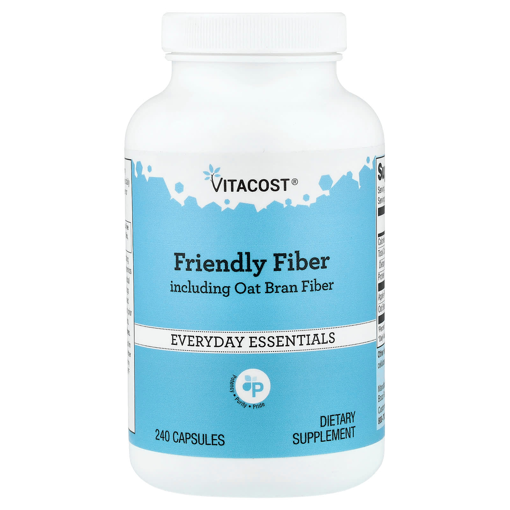 Vitacost, Friendly Fiber, включая клетчатку из овсяных отрубей, 240 капсул