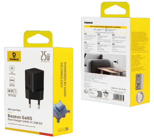 Сетевое зар. устр. Baseus GaN5 Fast Charger (mini) 1C 25W P10110909113-00 черное