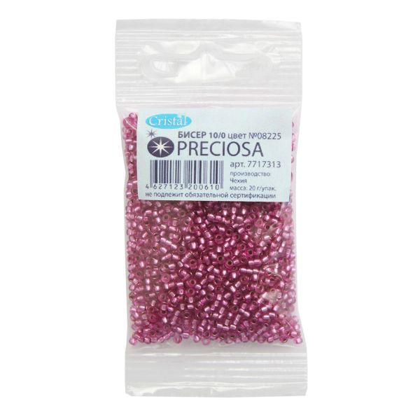 Бисер Preciosa прозрачный с серебр. центром 10/0 (2.3 мм), круг.отв, 100 г (5х20 г)