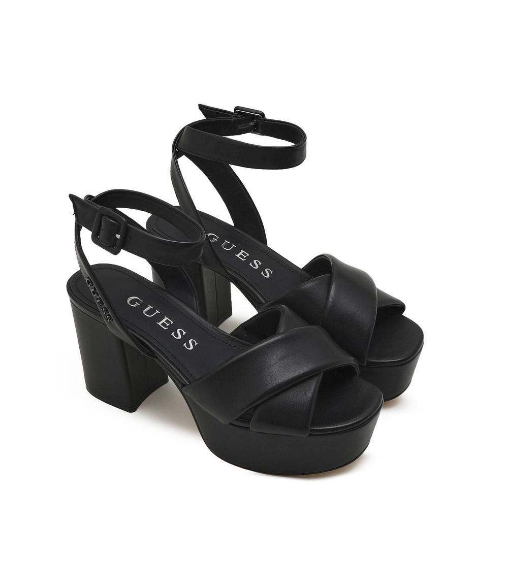 Кожаные босоножки на каблуке Guess - черный(FLJSNN LEA03)