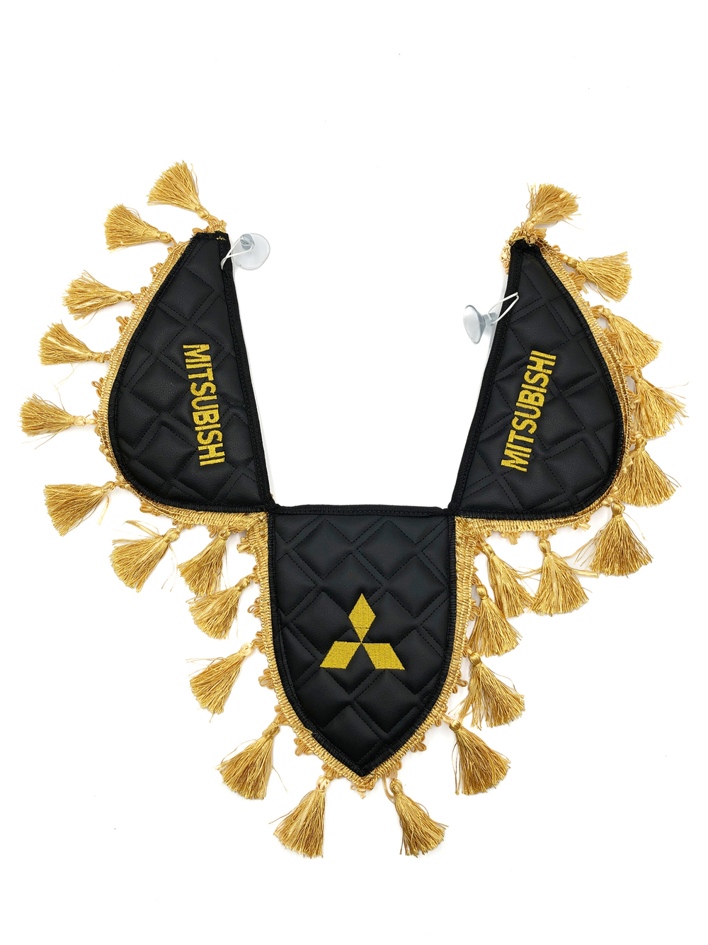 Вымпел тройной MITSUBISHI (экокожа, черный с золотыми кисточками)