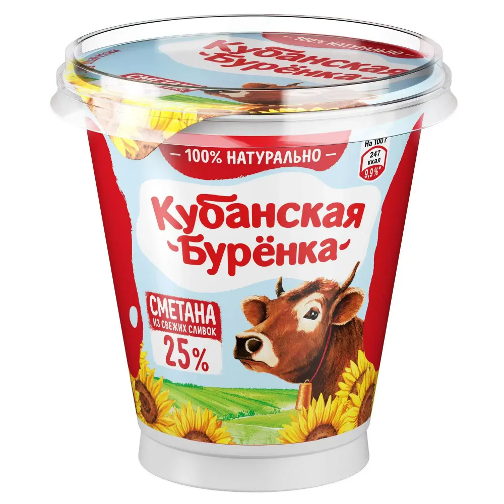 Сметана "Кубанская Бурёнка" 25% 300г