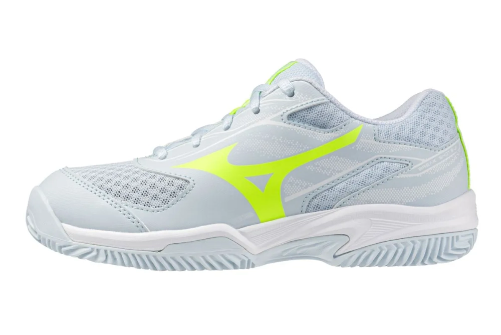 Детские теннисные кроссовки Mizuno Break Shot 5 Jr. CC - ice water/lightning yellow/anc