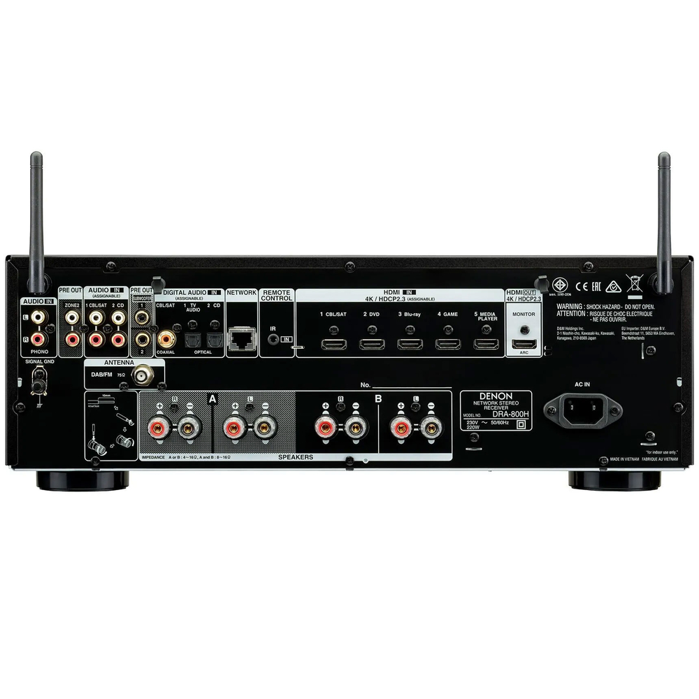 AV-ресивер Denon DRA-800H, 2 канала, Wi-Fi/Bluetooth, 4K, черный