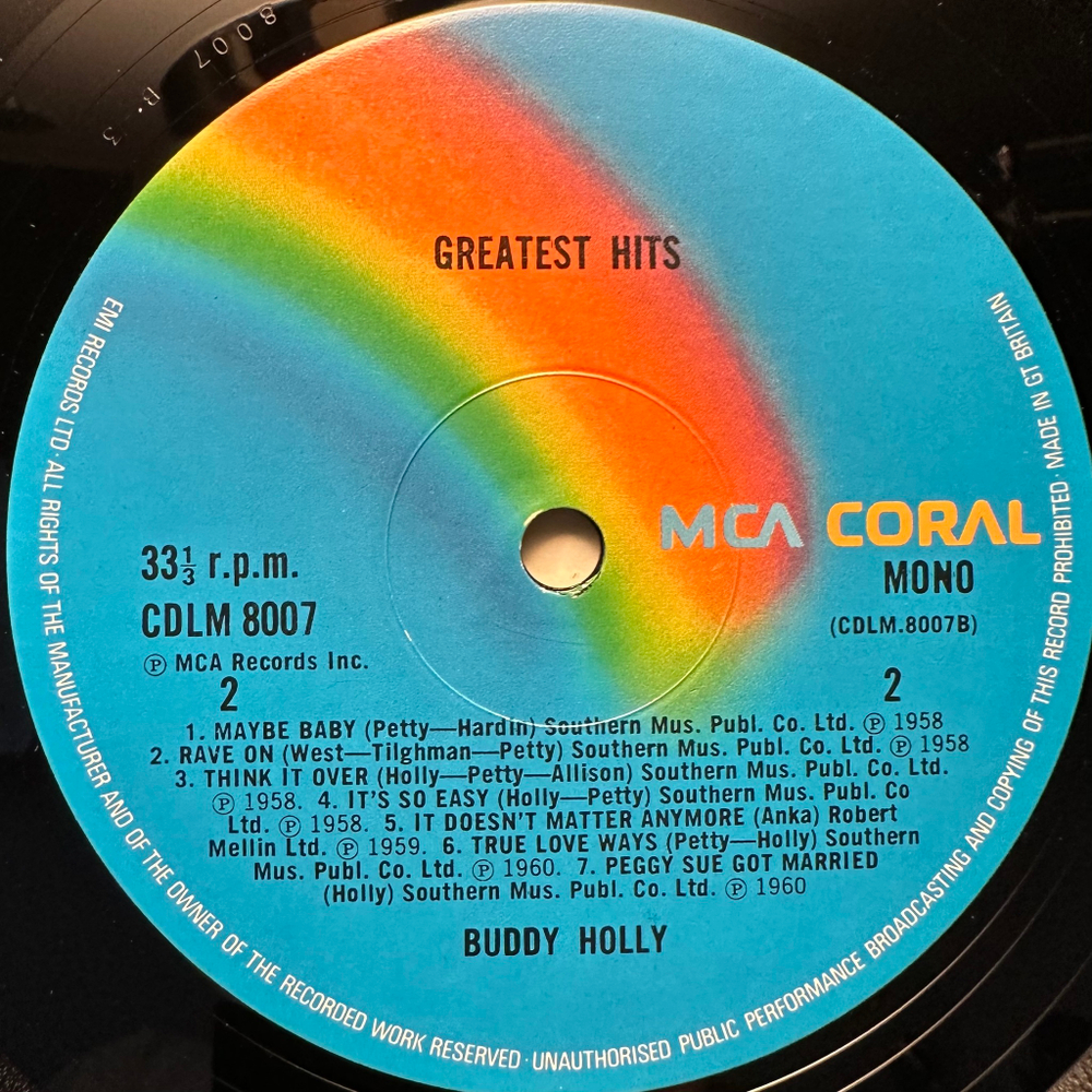 Buddy Holly - Greatest Hits (Англия 1974г.)