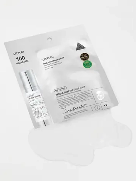 VT Cosmetics Двухступенчатая тканевая маска с микроиглами для глубокого восстановления и выравнивания тона Cica Reedle Shot 100 2Step Mask 1.5+25 гр