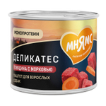 Влажный корм Мнямс Деликатес Паштет из говядины с морковью для собак всех пород "Бразато по-итальянски" 12шт по 200 г