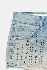 ДЖИНСОВЫЕ ШОРТЫ TRF СО СРЕДНЕЙ ПОСАДКОЙ, ЗАКЛЕПКАМИ И РАЗРЕЗАМИ — ZARA