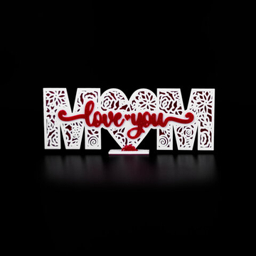 Табличка интерьерная "Love you MOM", "Люблю тебя, мама", 3D печать