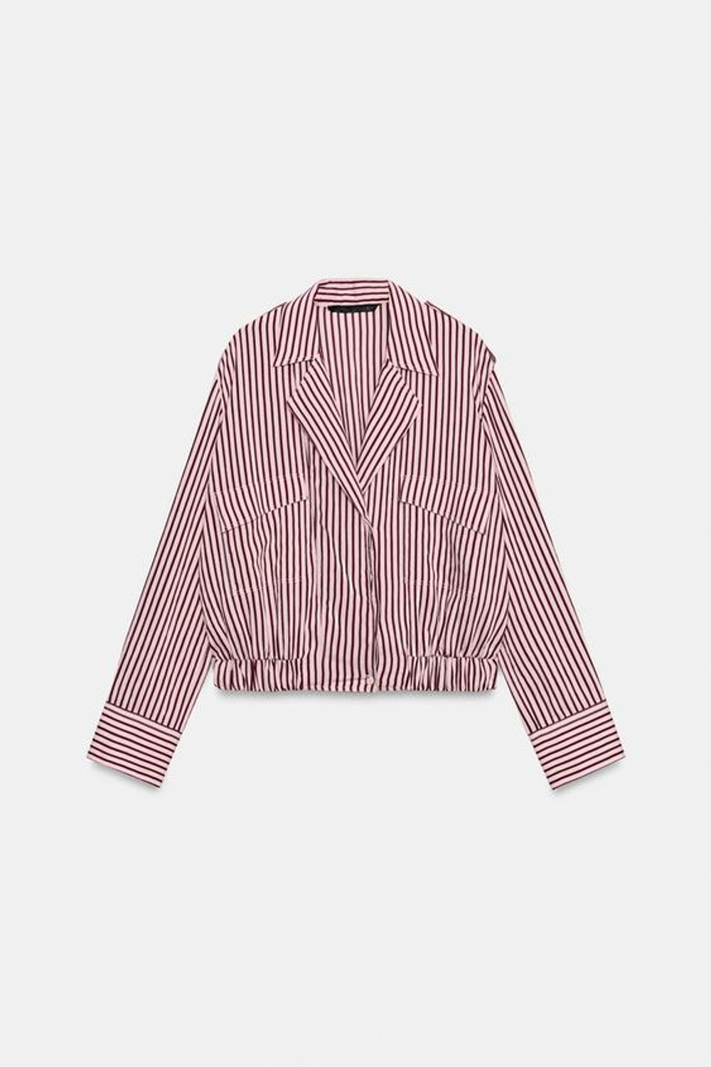 ZARA ПОЛОСАТАЯ РУБАШКА-БОМБЕР — ZW COLLECTION, РОЗОВЫЙ