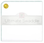 SwaddleDesigns SD-021SC Фланелевая пеленка для новорожденного - White with SeaCrystal Pastel Trim