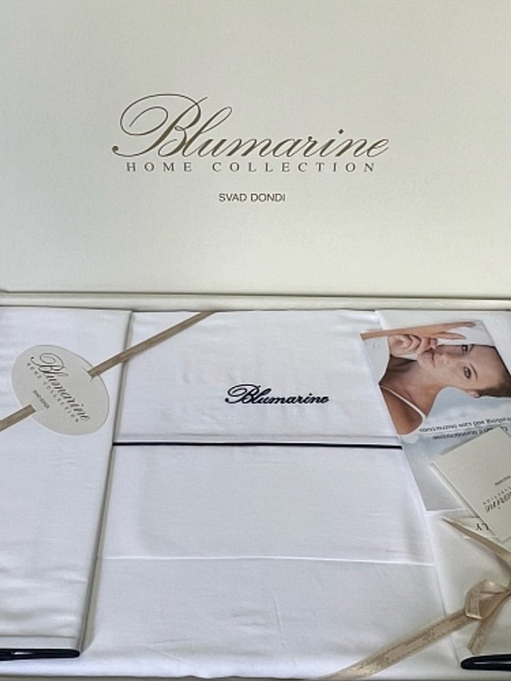 Постельное белье 2 спальное евро Blumarine Profilo Blu Bianco