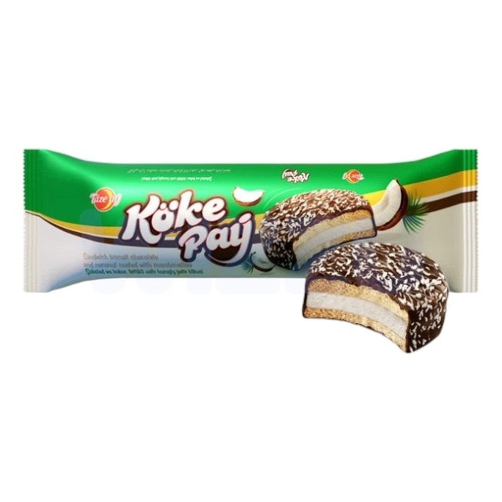 П404 Печенье "КОКЕ ПАЙ" со вкусом какао с зефир.начин и кокосом 6 шб * 24 шт * 65 гр 12 мес