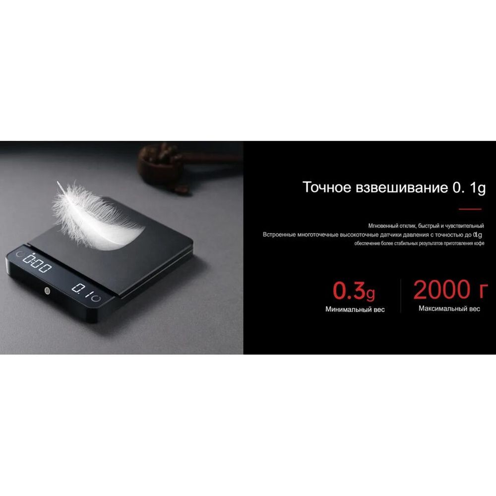 Весы кофейные портативные E-SMART SCALE (ESPRESSO) белые 0,3-2000гр батарея 1200mAH ZeroHero