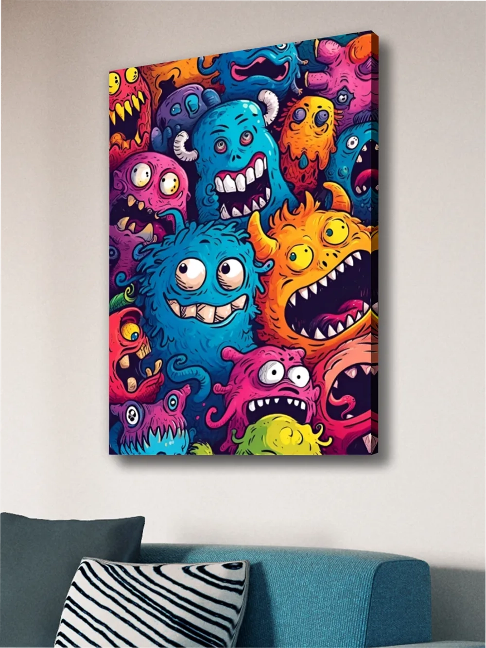Картина Улыбчивые монстрики модульная 50x70см 1шт.