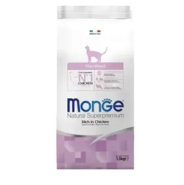 Monge Cat Sterilised полноценный корм для стерилизованных котов и кошек с курицей и рисом (1,5)