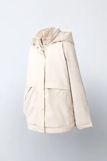 ZARA ПРОРЕЗИНЕННЫЙ ДОЖДЕВИК WATER RESISTANT, ЭКРЮ
