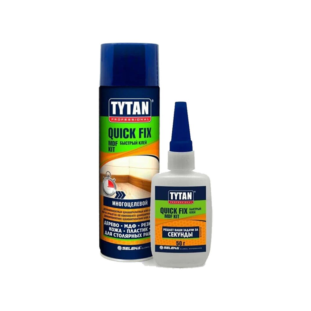 Tytan Professional Quick Fix клей двухкомпонентный цианакрилатный для МДВ прозрачный 200 мл /50 г Tytan Professional Quick Fix клей двухкомпонентный цианакрилатный для МДВ прозрачный 200 мл /50 г