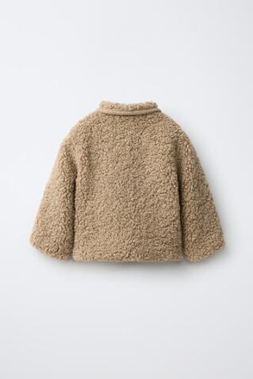 ZARA КУРТКА ИЗ ИСКУССТВЕННОЙ ОВЧИНЫ С ЗАСТЕЖКАМИ-ТОГГЛ, РЫЖЕВАТО-КОРИЧНЕВЫЙ