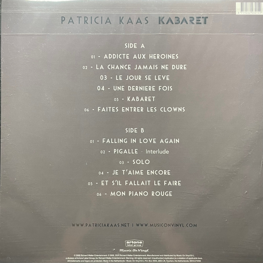 Patricia Kaas ‎– Kabaret (Голландия 2024г.) Silver