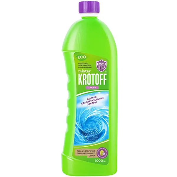 Средство от засоров 1,0 л "Бархат" "Мистер КРОТОФФ" (1/12 шт.) Б210