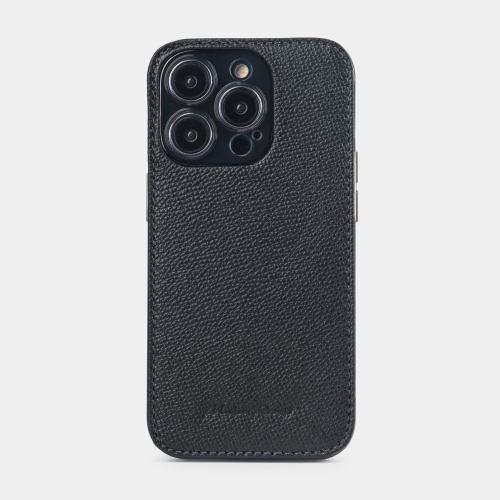 Чехол для iPhone 15 Pro Max из кожи сафьяно, черного цвета
