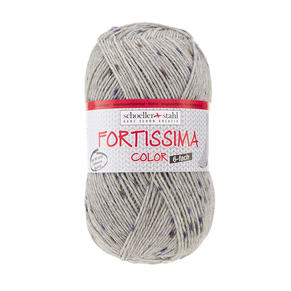 Пряжа Austermann (Аустерманн) Fortissima Color 6-fach Tweed-Effekt / уп.5 мот. по 150 г, 410м, светло-серый