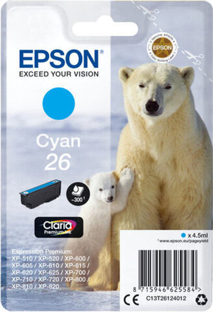 Epson Polar bear C13T26124022 струйный картридж Подлинный Голубой 1 шт