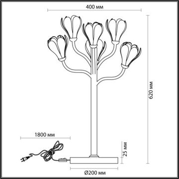 Настольная лампа 6*G4 5090/6T черный матовый/белый/ Modern Gardi Odeon Light