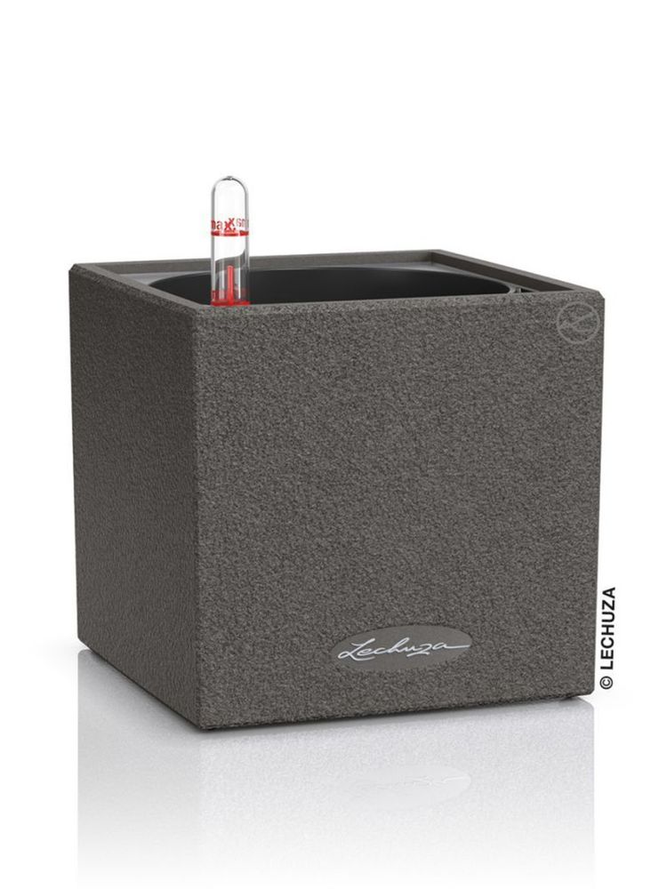 Кашпо Lechuza "Canto Stone Complete grahite black", 14x14xH14 см