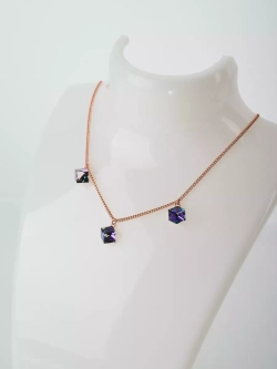 Колье Миражи с фиолетовыми кристаллами-хамелеонами Swarovski