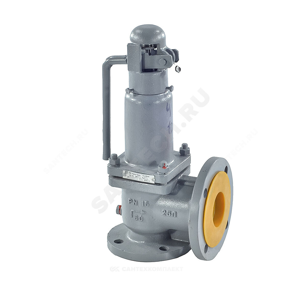 Клапан предохранительный пружинный угловой сталь 17с28нж Ду 80х100 Ру16 фл Рср=7бар Рн=7...10бар 450С Арма-Пром