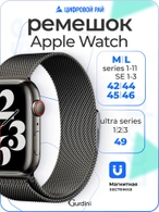 Ремешок Gurdini Milanese Loop (миланский сетчатый-13) Apple Watch 42mm/44mm Gray
