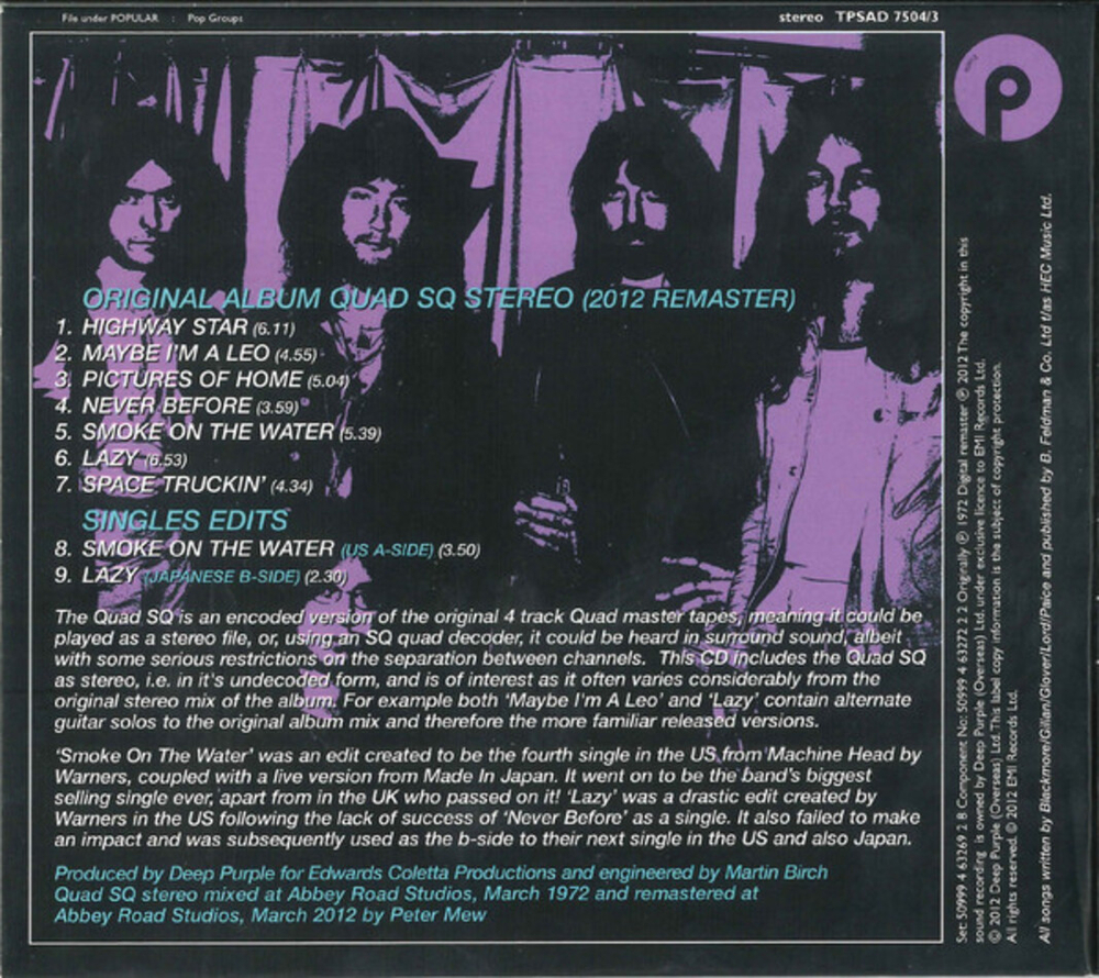 Deep Purple / Machine Head (Limited Edition)(4CD+DVD Audio)