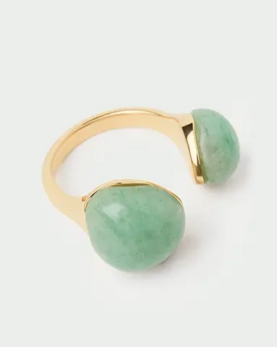 Кольцо Green Aventurine Gravity серебро 925 пробы покрытое золотом