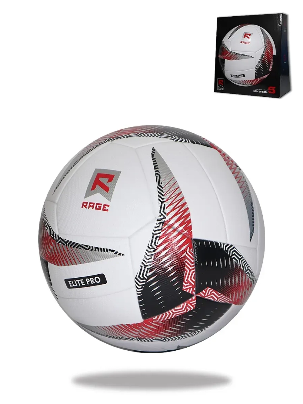 Мяч футбольный RAGE ELITE PRO (FIFA QUALITY PRO) бело-красный р-р 5