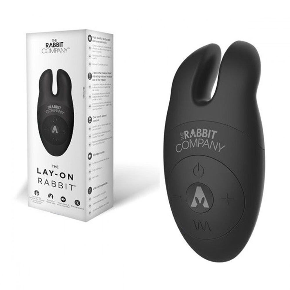 Черный вибростимулятор с ушками The Rabbit Company Lay-on Rabbit TRC-007BLK
