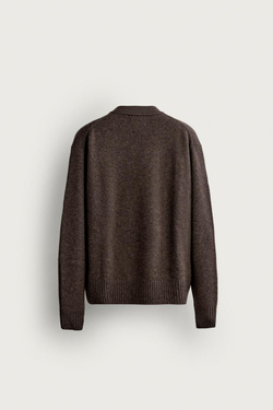 ZARA КАРДИГАН СТАНДАРТНОГО КРОЯ ИЗ КАШЕМИРА, КОРИЧНЕВЫЙ МЕЛАНЖ