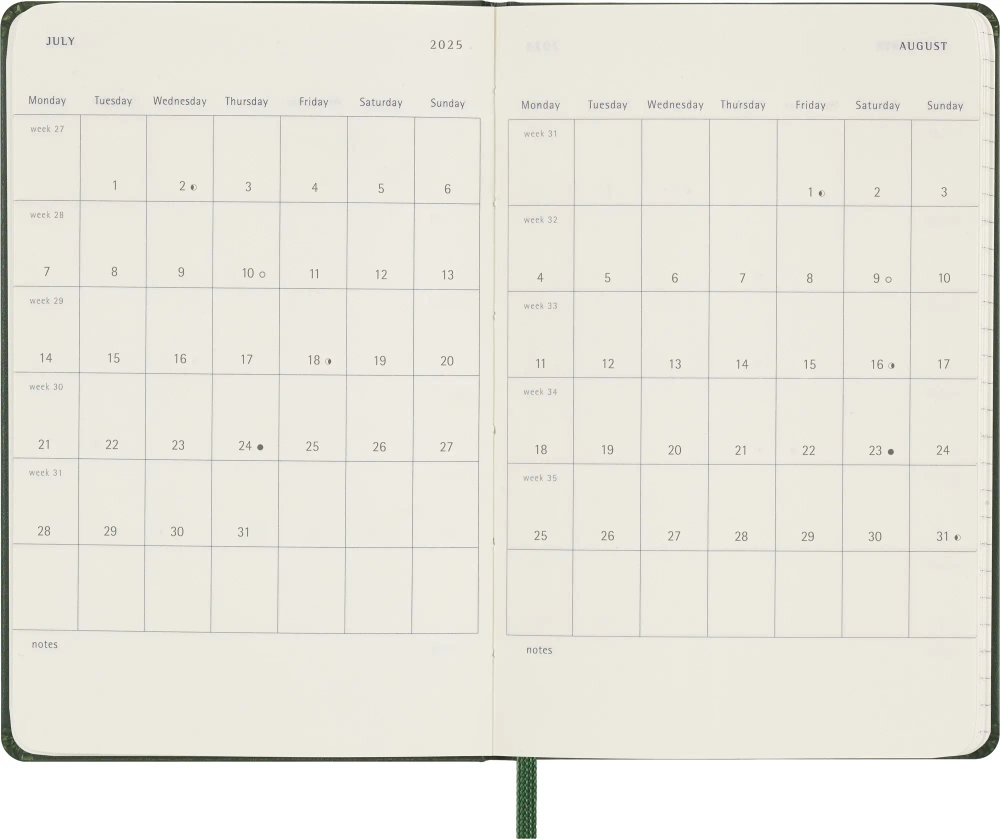 Еженедельник Moleskine Classic (DHK1512WN2) 9х14см твердая обложка зеленый