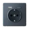 Розетка с USB A+C с заземлением и защитными шторками Systeme Electric ArtGallery Грифель GAL000732