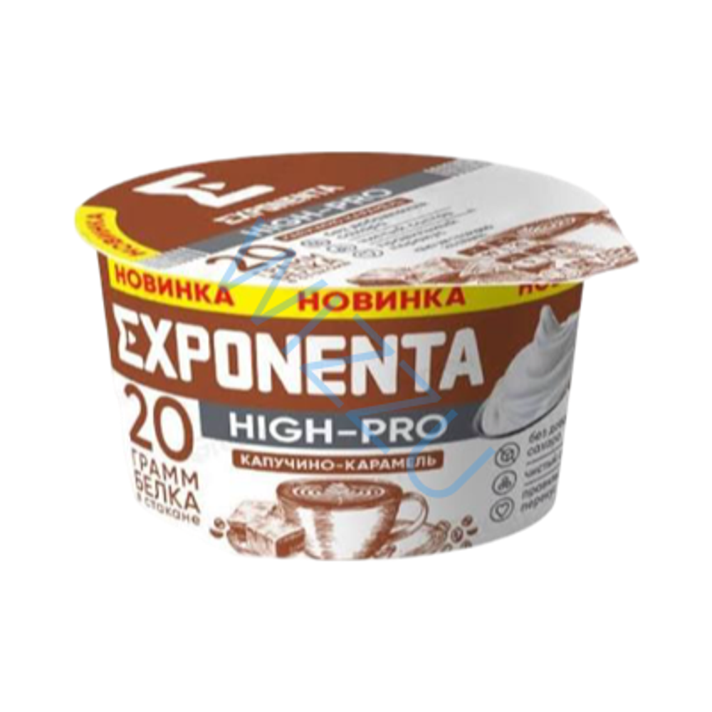 Продукт к.м. обезжир. с в.с.белка EXPONENTA HIGH-PRO со вкусом КАПУЧИНО-КАРАМЕЛЬ стакан 160гр/6 шт