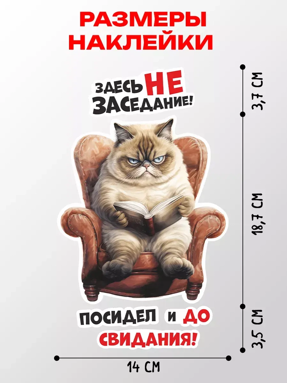 Наклейка интерьерная Кот Здесь не заседание