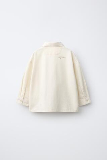 ZARA ВЕЛЬВЕТОВАЯ РУБАШКА С ВЫШИВКОЙ «МЕДВЕДЬ», ЭКРЮ