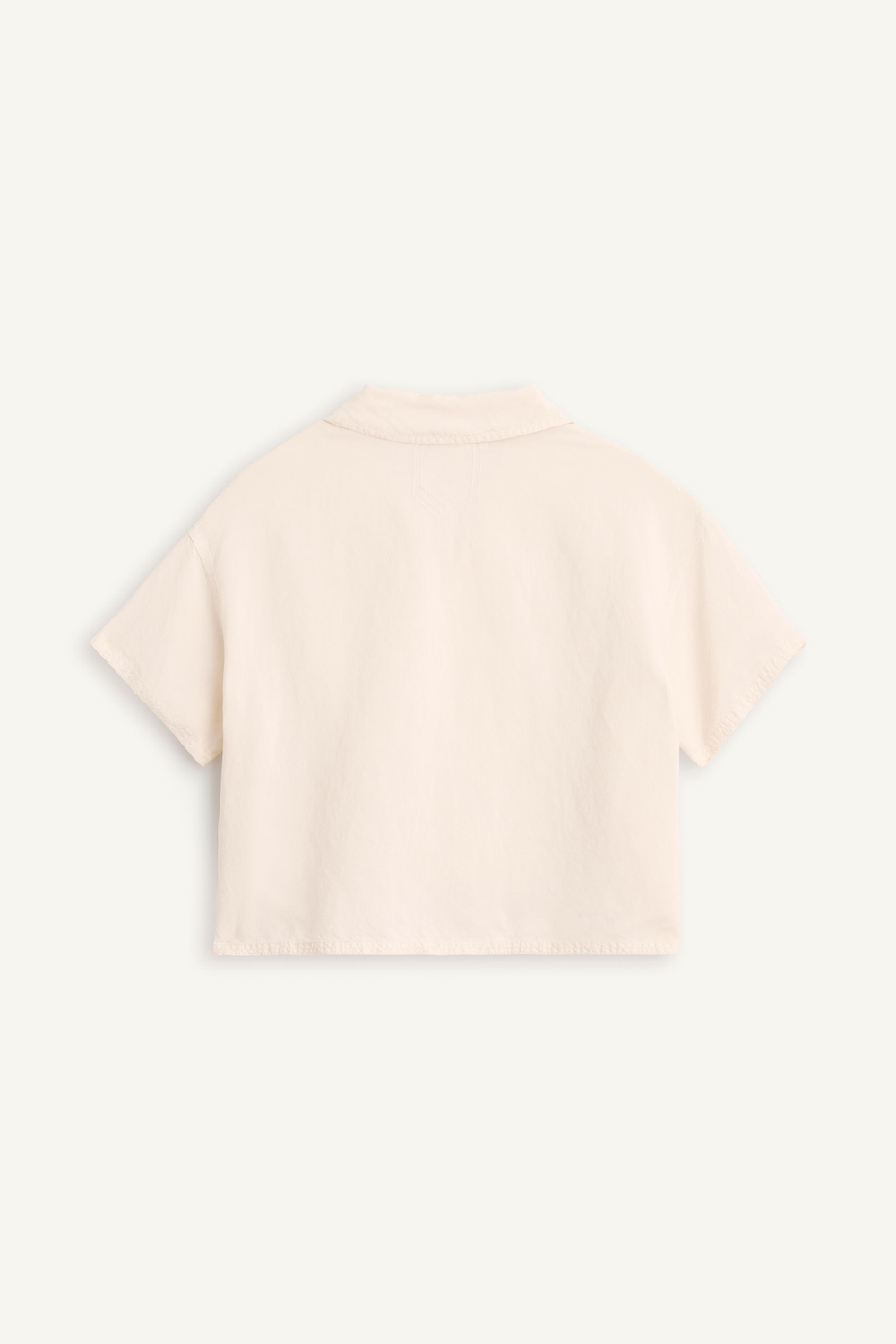 ZARA РУБАШКА С ВОРОТНИКОМ-СТОЙКОЙ, СВЕТЛО-БЕЖЕВЫЙ