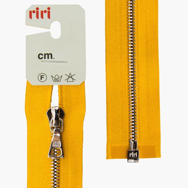 Молния металл RIRI Т4 (4 мм) 1 зам., разъем., 60 см, Ni, атласная тесьма, цв.5339, горчичный, 1 шт