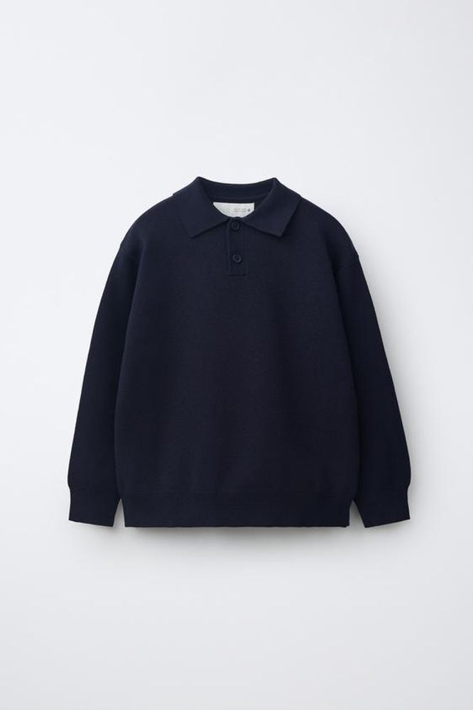 ZARA ТРИКОТАЖНОЕ ПОЛО SOFT, МОРСКОЙ ТЕМНО-СИНИЙ