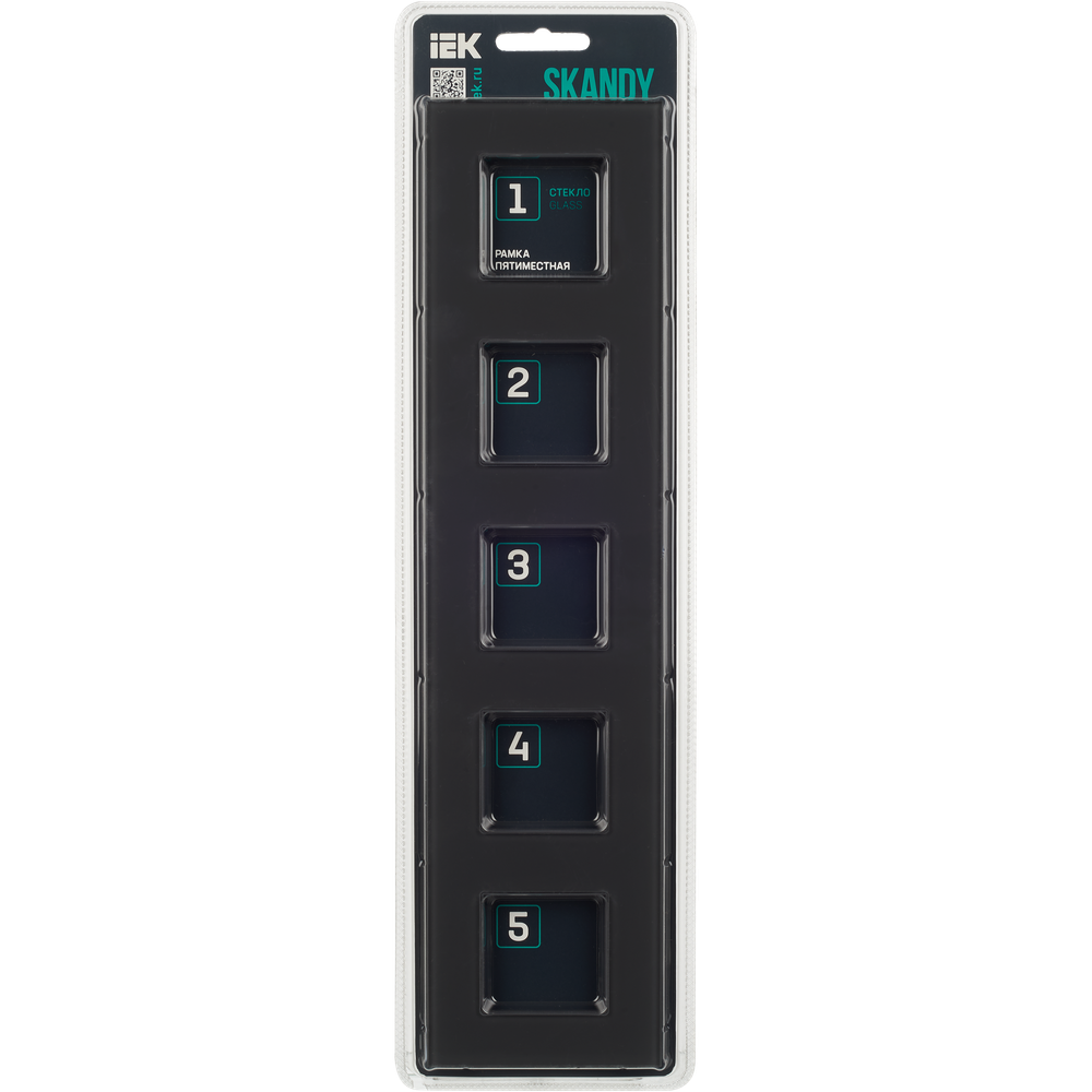 SKANDY Рамка 5-местная SK-F25G стекло графит IEK